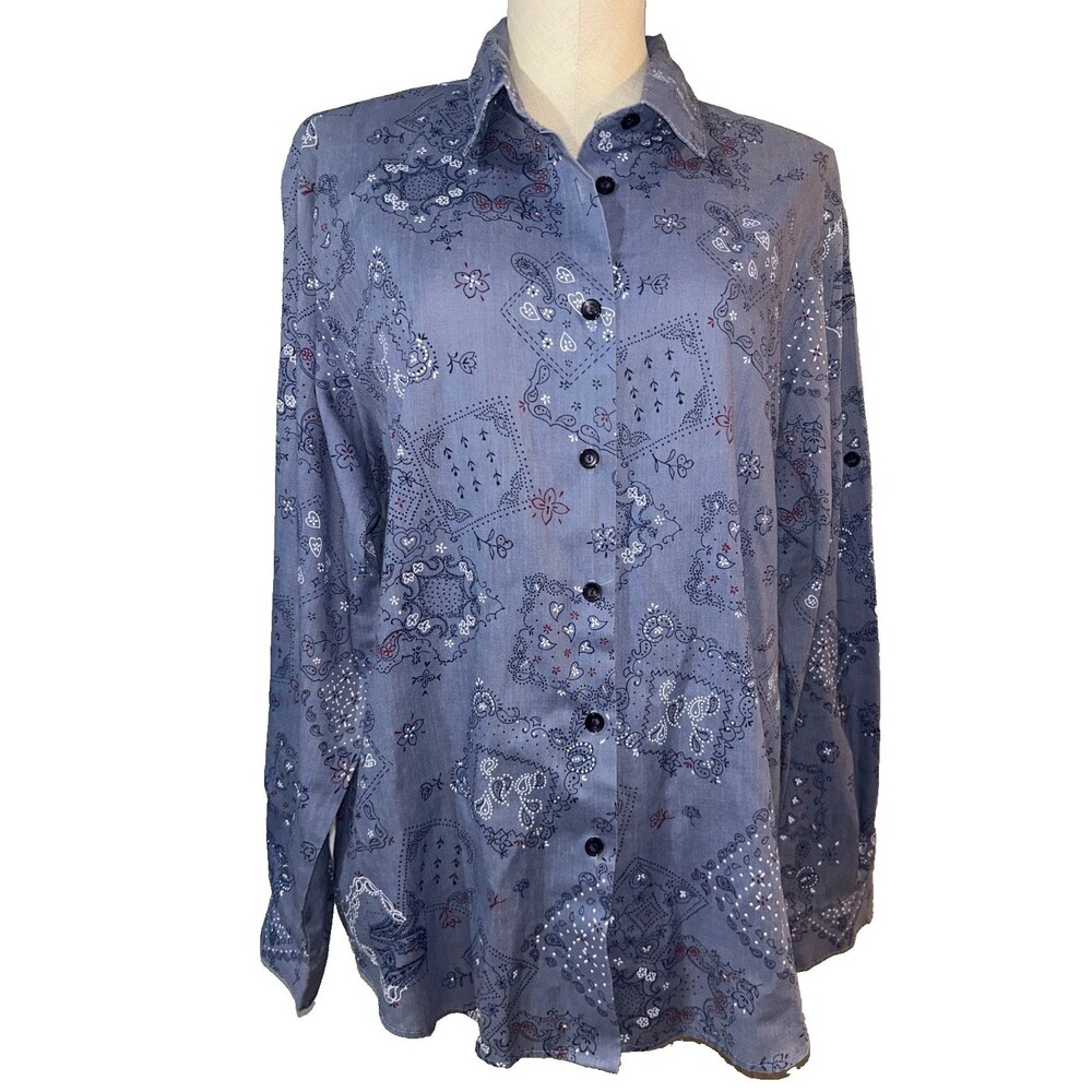 Tapestry Women’s Vintage Made in USA Paisley Celestial Button Down Shirt size XL
